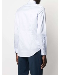 Chemise à manches longues à rayures verticales blanche Corneliani