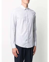 Chemise à manches longues à rayures verticales blanche Emporio Armani