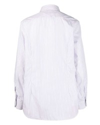 Chemise à manches longues à rayures verticales blanche Corneliani