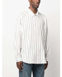 Chemise à manches longues à rayures verticales blanche mfpen