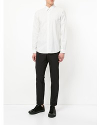 Chemise à manches longues à rayures verticales blanche Jil Sander