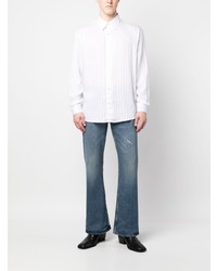 Chemise à manches longues à rayures verticales blanche Acne Studios