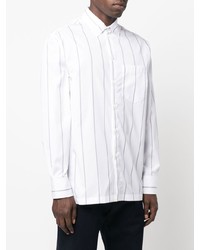 Chemise à manches longues à rayures verticales blanche Lanvin