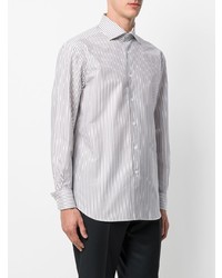 Chemise à manches longues à rayures verticales blanche Corneliani