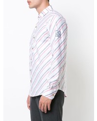 Chemise à manches longues à rayures verticales blanche Moncler