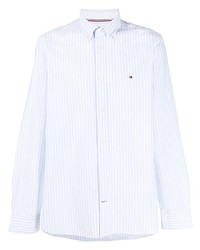 Chemise à manches longues à rayures verticales blanche Tommy Hilfiger