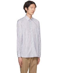 Chemise à manches longues à rayures verticales blanche Zegna