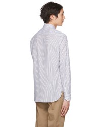 Chemise à manches longues à rayures verticales blanche Zegna