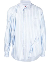 Chemise à manches longues à rayures verticales bleu clair 424