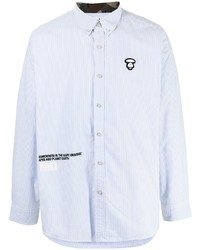 Chemise à manches longues à rayures verticales bleu clair AAPE BY A BATHING APE