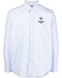 Chemise à manches longues à rayures verticales bleu clair AAPE BY A BATHING APE