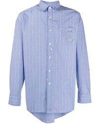 Chemise à manches longues à rayures verticales bleu clair Ader Error