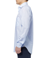 Chemise à manches longues à rayures verticales bleu clair Loro Piana