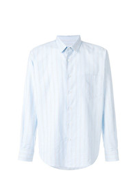 Chemise à manches longues à rayures verticales bleu clair AMI Alexandre Mattiussi