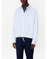 Chemise à manches longues à rayures verticales bleu clair Ami Paris