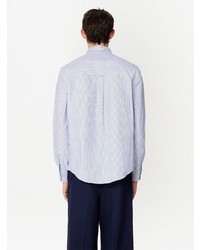 Chemise à manches longues à rayures verticales bleu clair Ami Paris