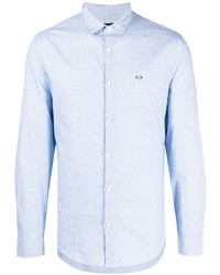 Chemise à manches longues à rayures verticales bleu clair Armani Exchange