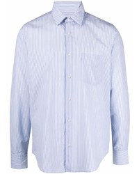 Chemise à manches longues à rayures verticales bleu clair Aspesi