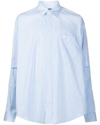 Chemise à manches longues à rayures verticales bleu clair Balenciaga