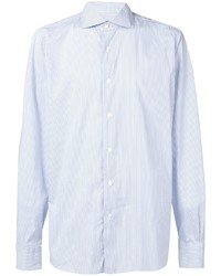 Chemise à manches longues à rayures verticales bleu clair Barba