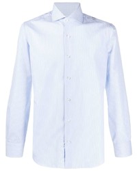 Chemise à manches longues à rayures verticales bleu clair Barba