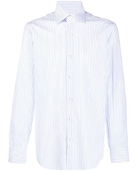 Chemise à manches longues à rayures verticales bleu clair Barba