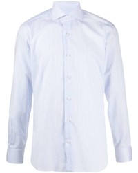 Chemise à manches longues à rayures verticales bleu clair Barba