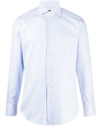 Chemise à manches longues à rayures verticales bleu clair Barba