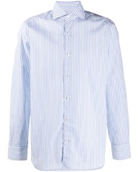 Chemise à manches longues à rayures verticales bleu clair Barba