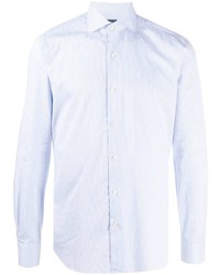 Chemise à manches longues à rayures verticales bleu clair Barba