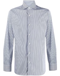 Chemise à manches longues à rayures verticales bleu clair Barba