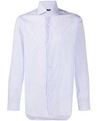 Chemise à manches longues à rayures verticales bleu clair Barba