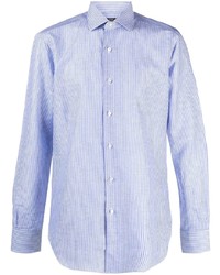 Chemise à manches longues à rayures verticales bleu clair Barba