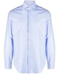 Chemise à manches longues à rayures verticales bleu clair Barba