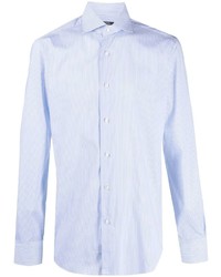 Chemise à manches longues à rayures verticales bleu clair Barba