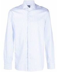 Chemise à manches longues à rayures verticales bleu clair Barba