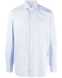 Chemise à manches longues à rayures verticales bleu clair Barba