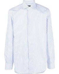 Chemise à manches longues à rayures verticales bleu clair Barba