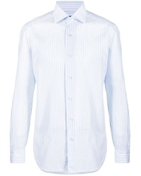 Chemise à manches longues à rayures verticales bleu clair Barba