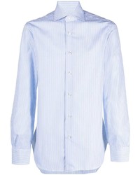 Chemise à manches longues à rayures verticales bleu clair Barba