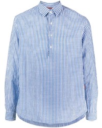 Chemise à manches longues à rayures verticales bleu clair Barena