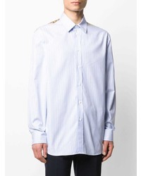 Chemise à manches longues à rayures verticales bleu clair Versace