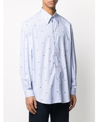 Chemise à manches longues à rayures verticales bleu clair Gucci