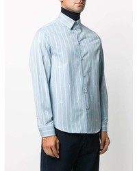 Chemise à manches longues à rayures verticales bleu clair Gucci