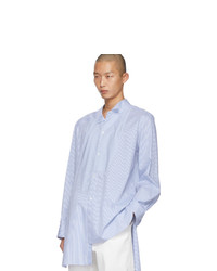 Chemise à manches longues à rayures verticales bleu clair Loewe