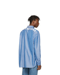 Chemise à manches longues à rayures verticales bleu clair Balenciaga