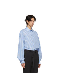 Chemise à manches longues à rayures verticales bleu clair Gucci