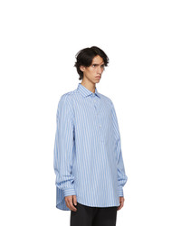 Chemise à manches longues à rayures verticales bleu clair Gucci