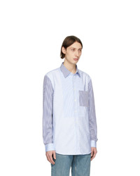 Chemise à manches longues à rayures verticales bleu clair Burberry