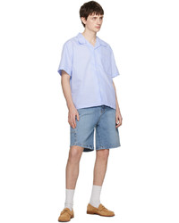 Chemise à manches longues à rayures verticales bleu clair Dunst